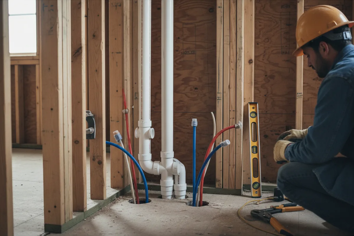 Drain and supply rough-in during Leak Detection in De Ruyter